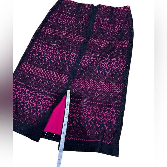 New York and Company 7th Avenue Pink and black lace pencil skirt Size 4 - Picture 14 of 14